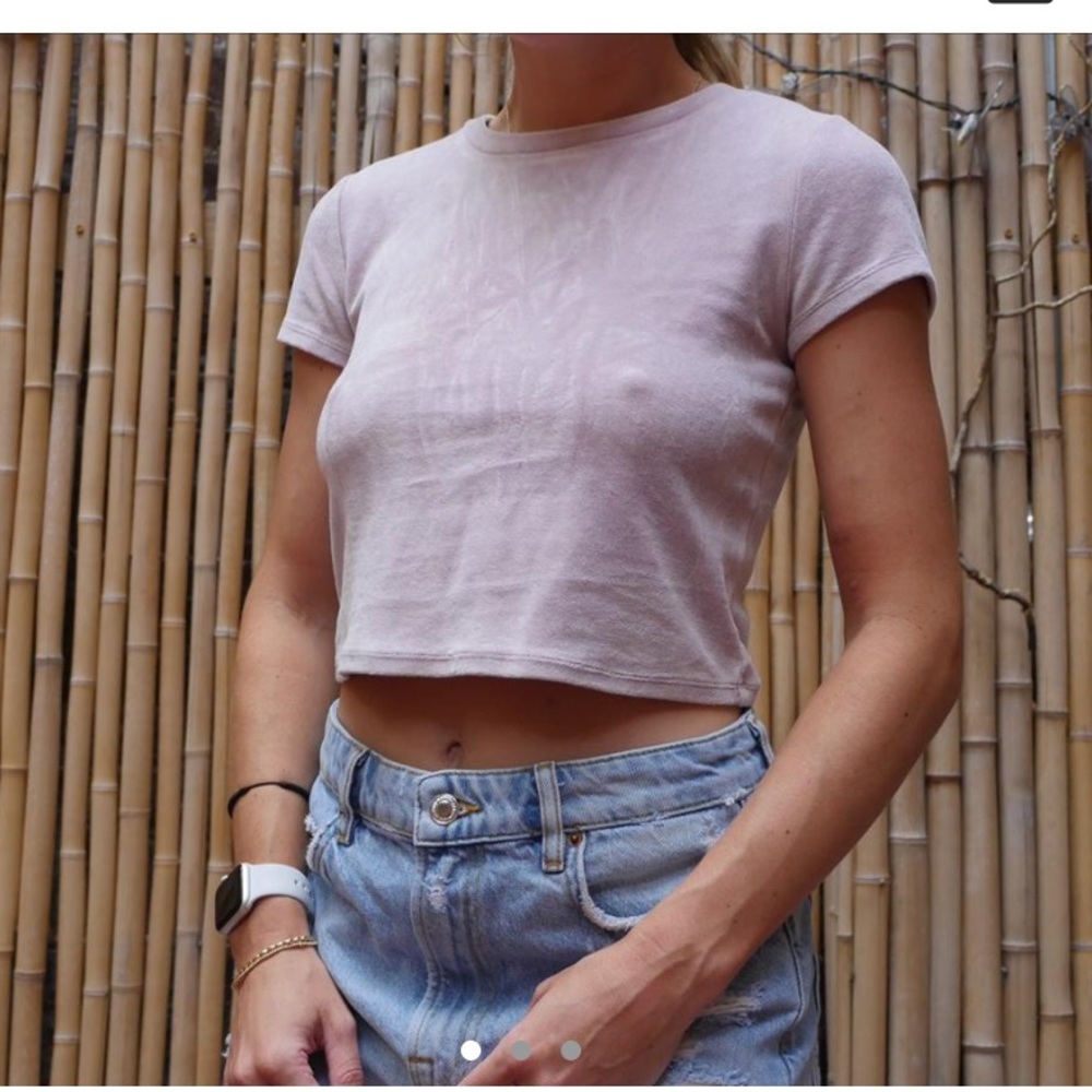 Pink purple velvet crop top